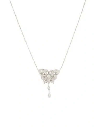 Pre-owned Necklace 18k Diamond Butterfly Pendant , 17.5" In Multi
