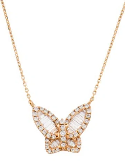 Pre-owned Necklace 18k Diamond Butterfly Station , 19" In Multi