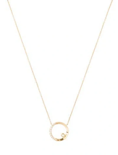 Pre-owned Necklace 18k Diamond Circle Pendant , 17.5" In Multi