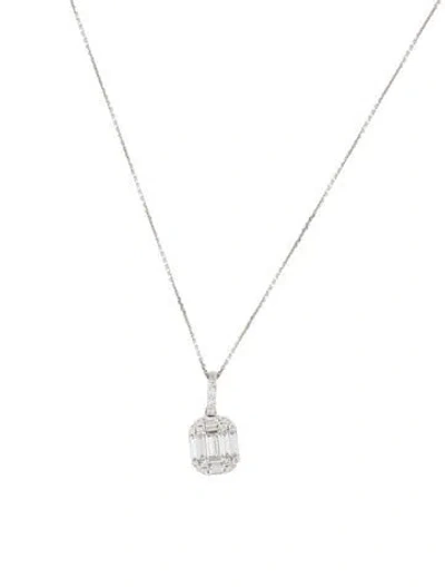 Pre-owned Necklace 18k Diamond Cluster Pendant , 16.5" In Multi