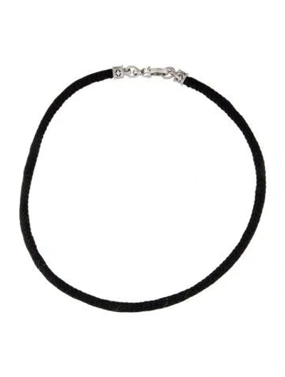 Pre-owned Necklace 18k Diamond Cord Choker , 15" In Black