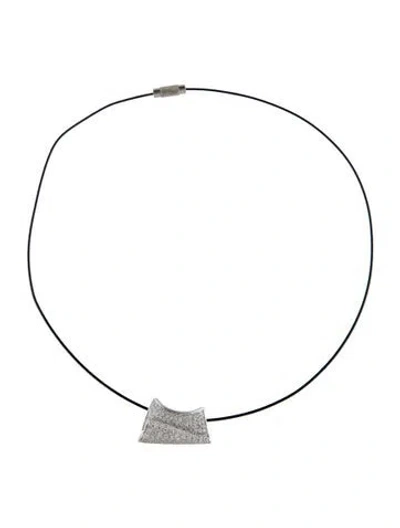Pre-owned Necklace 18k Diamond Cord Pendant , 14" In Black