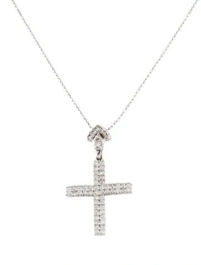 Pre-owned Necklace 18k Diamond Cross Pendant , 15.75" In Multi