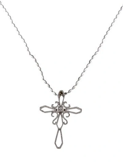 Pre-owned Necklace 18k Diamond Cross Pendant W/ 14k Chain , 15.5" In Multi