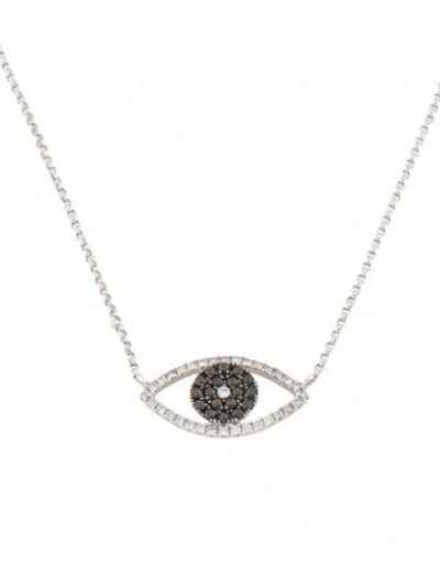 Pre-owned Necklace 18k Diamond Evil Eye Pendant , 17" In Multi