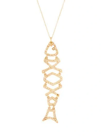 Pre-owned Necklace 18k Diamond Fish Pendant , 24.5" In Multi