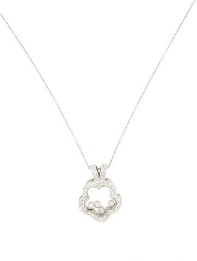 Pre-owned Necklace 18k Diamond Floating Flower Pendant W/ 14k Chain , 16" In Multi