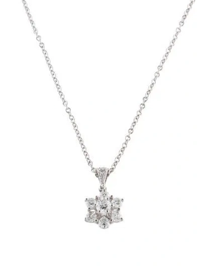 Pre-owned Necklace 18k Diamond Flower Pendant , 17.75" In Multi