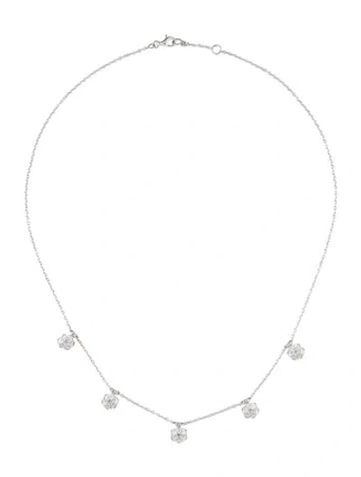 Pre-owned Necklace 18k Diamond Flower Station , 17.5" In Multi