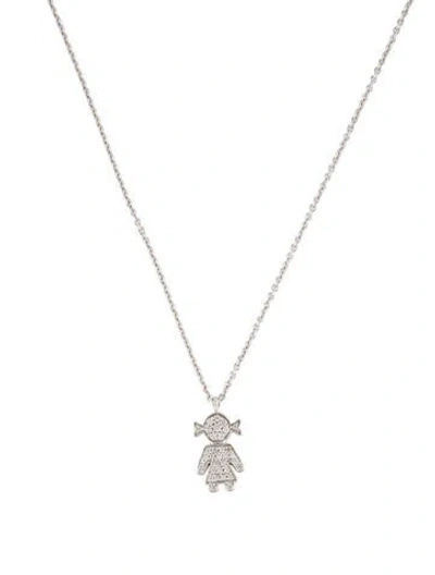 Pre-owned Necklace 18k Diamond Girl Pendant , .25" In Multi