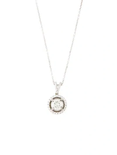 Pre-owned Necklace 18k Diamond Halo Pendant , 16" In Multi