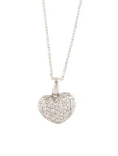 Pre-owned Necklace 18k Diamond Heart Chain Pendant , 20.5" In Multi