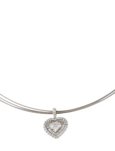 Pre-owned Necklace 18k Diamond Heart Pendant , 16" In Multi