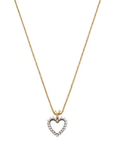 Pre-owned Necklace 18k Diamond Heart Pendant , 20" In Multi