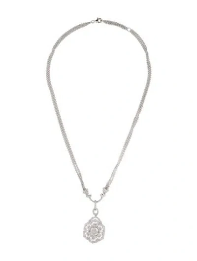 Pre-owned Necklace 18k Diamond Multi Strand Pendant , 17.5"
