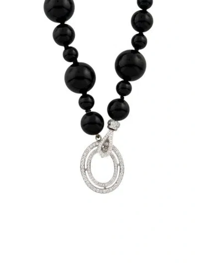 Pre-owned Necklace 18k Diamond, Onyx & Enamel , 36" In Multi