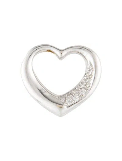 Pre-owned Necklace 18k Diamond Open Heart Pendant In Multi