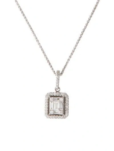 Pre-owned Necklace 18k Diamond Pendant, 16" In Multi