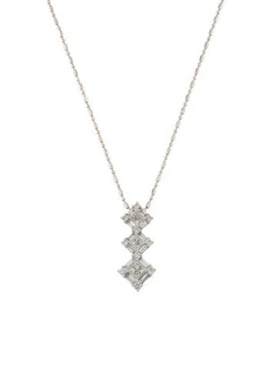 Pre-owned Necklace 18k Diamond Pendant W/ 14k Chain, 18.5" In Multi