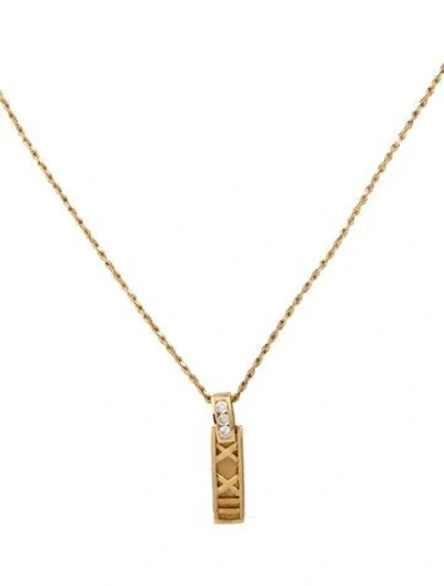 Pre-owned Necklace 18k Diamond Pendant W/14k Rope Chain, 20" In Multi