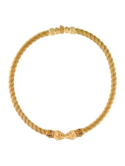 Pre-owned Necklace 18k Diamond, Ruby & Sapphire Collar , 17.5" In Multi