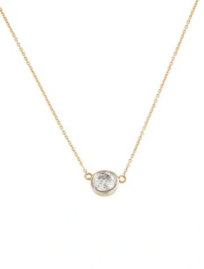 Pre-owned Necklace 18k Diamond Solitaire Pendant , 16.5" In Multi