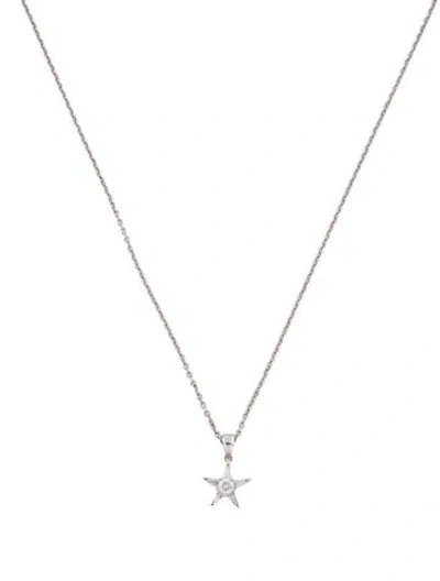 Pre-owned Necklace 18k Diamond Star Pendant , 18" In Multi