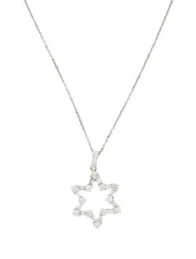Pre-owned Necklace 18k Diamond Star Pendant W/ 14k Chain, 16" In Multi
