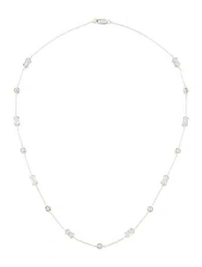 Pre-owned Necklace 18k Diamond Station Choker , 15" In Multi