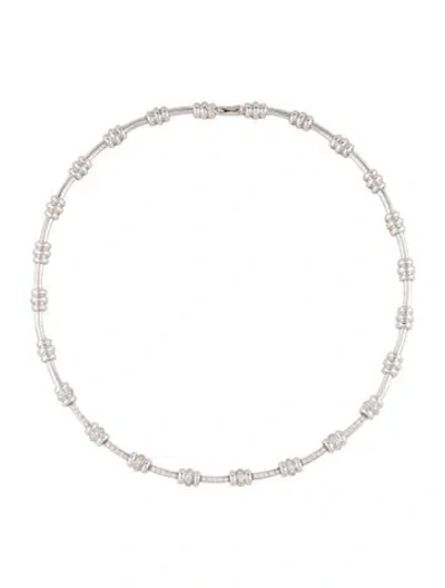 Pre-owned Necklace 18k Diamond Station Collar , 15" In Multi