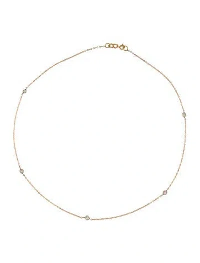 Pre-owned Necklace 18k Diamond Station , 18" In Multi