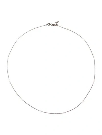 Pre-owned Necklace 18k Diamond Station , 18" In Multi