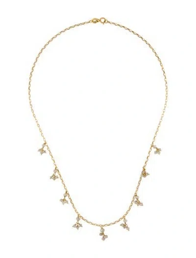 Pre-owned Necklace 18k Diamond Station  In Multi