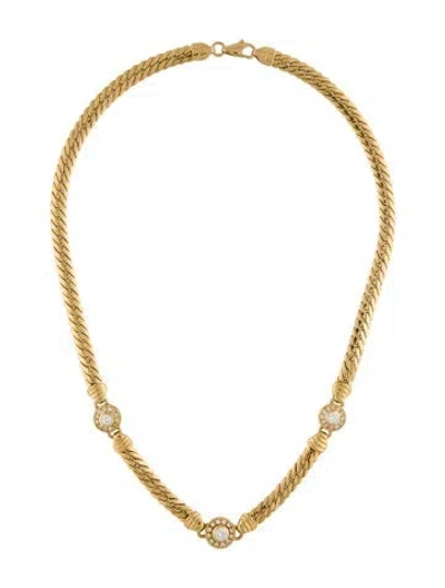Pre-owned Necklace 18k Diamond Three Station Chain , 16.25" In Multi