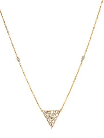 Pre-owned Necklace 18k Diamond Triangle Pendant , 17" In Multi