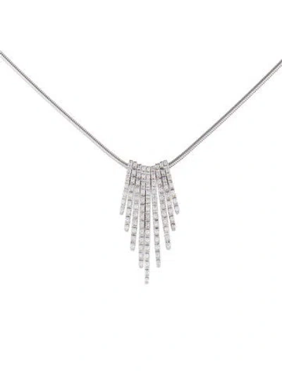 Pre-owned Necklace 18k Diamond Waterfall Pendant , 16" In Multi