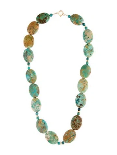 Pre-owned Necklace 18k Dyed Magnesite & Turquoise Bead , 16.5" In Multi