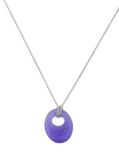Pre-owned Necklace 18k Dyed Quartzite Pendant , 18" In Multi