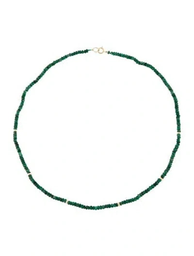 Pre-owned Necklace 18k Emerald Bead Strand , 16.5" In Multi