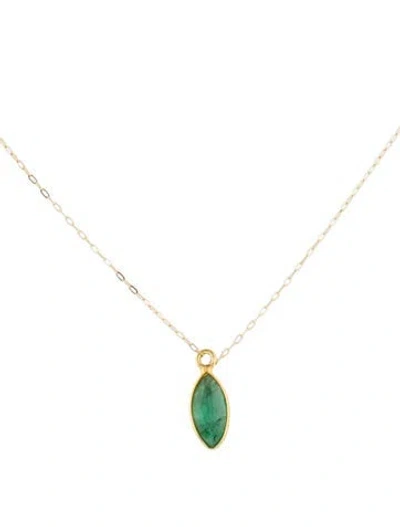Pre-owned Necklace 18k Emerald Pendant , 17.75" In Multi