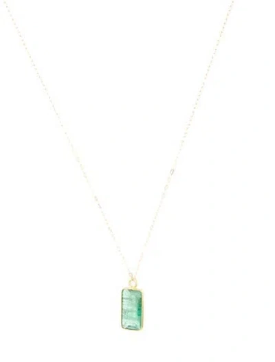 Pre-owned Necklace 18k Emerald Pendant , 18" In Multi