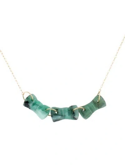 Pre-owned Necklace 18k Emerald Pendant , 19.5" In Multi