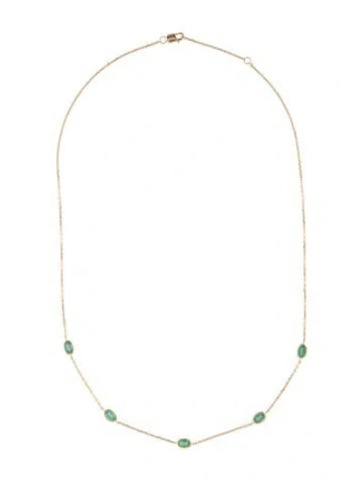 Pre-owned Necklace 18k Emerald Station , 18" In Multi