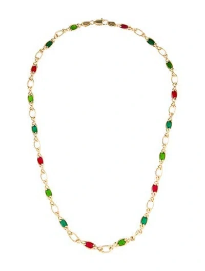 Pre-owned Necklace 18k Enamel Paper Clip Chain , 18" In Multi