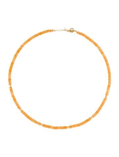 Pre-owned Necklace 18k Fire Opal Bead Strand , 17.5" In Multi