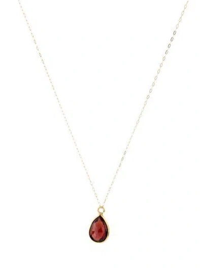 Pre-owned Necklace 18k Garnet Pendant , 18" In Multi