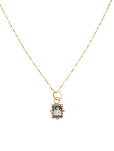 Pre-owned Necklace 18k Glass Keepsake Pendant, 16" In Multi