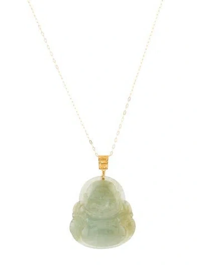 Pre-owned Necklace 18k Jadeite Buddha Pendant , 18" In Multi