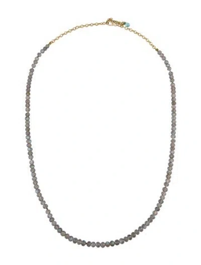 Pre-owned Necklace 18k Labradorite & Tourmaline Beaded , 22.5" In Multi