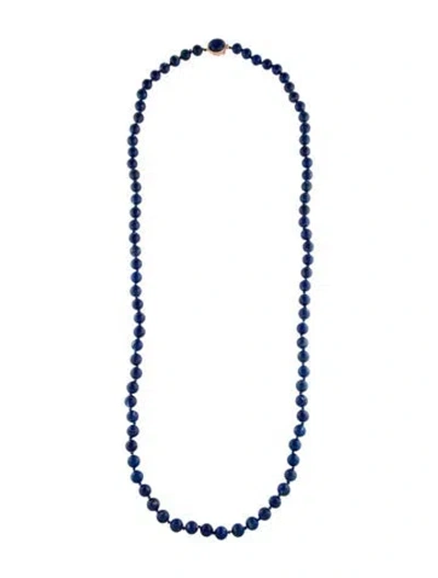 Pre-owned Necklace 18k Lapis Lazuli Bead , 34" In Multi